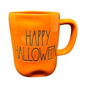 New Rae Dunn Happy Halloween Orange Mug Artisan Collection Magenta Coffee Cup